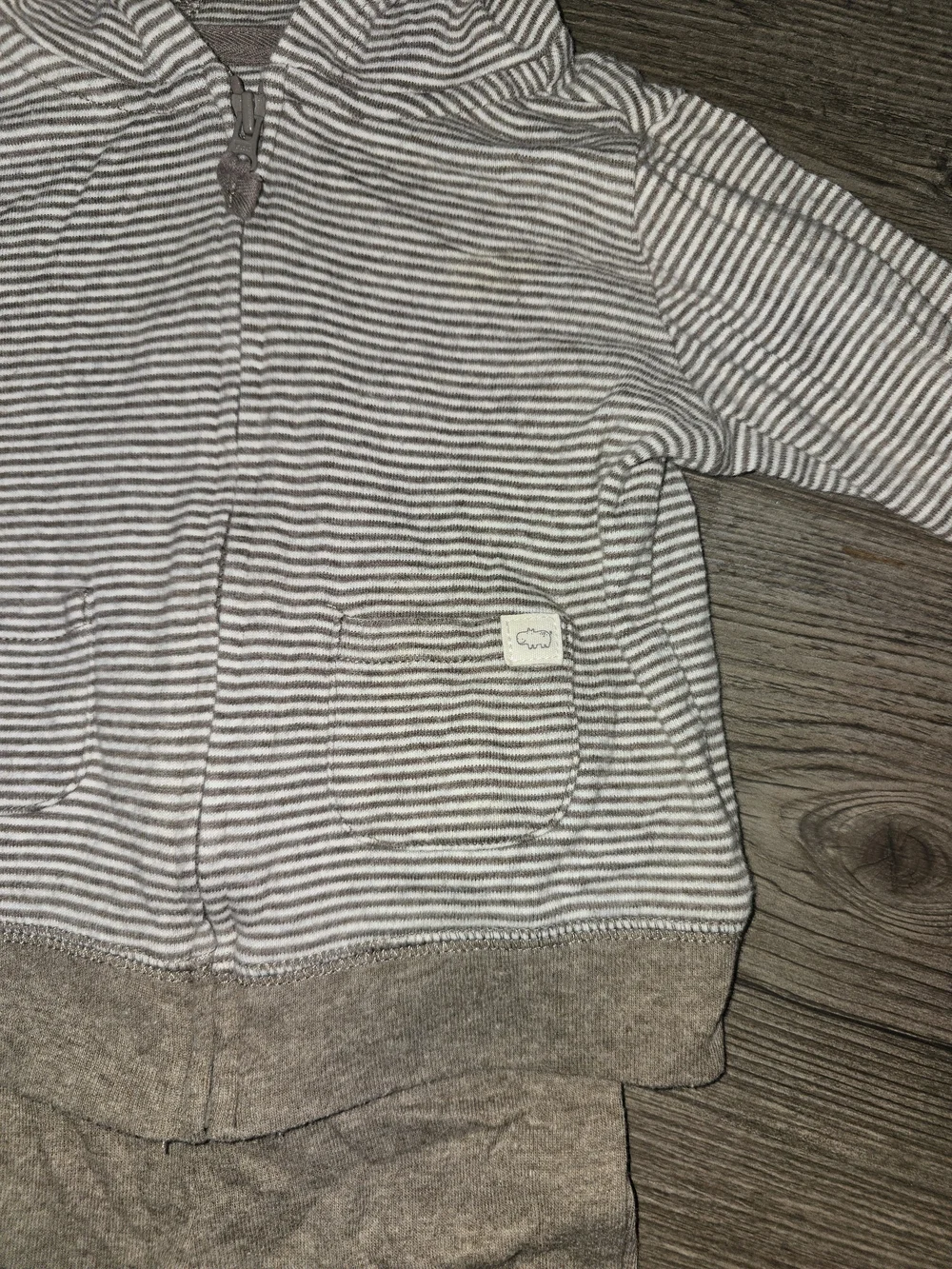 Carter's Gray Striped Hooded Zip Top with Heathered Tan Joggers